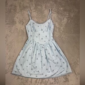 Love fire bow print dress in a light blue preppy summer dress